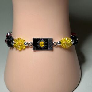 El Sol 925 Sterling Silver Stretch Bracelet with Crystal Beads & Gemstone